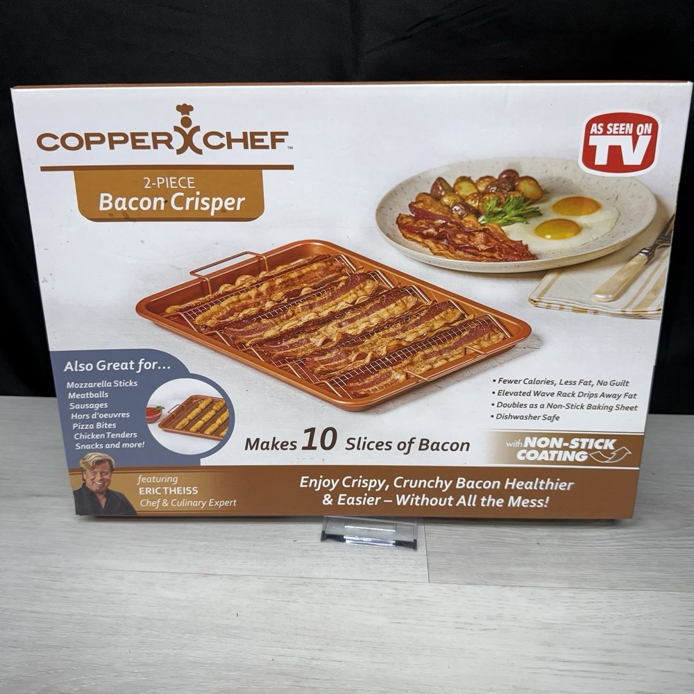 Copper Chef Bacon Crisper Set Non-Stick Metal Pan and Rack 82380 Copper